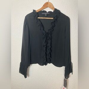 NWT Josephine Chaus petite size 8 black 100% silk cardigan sweater